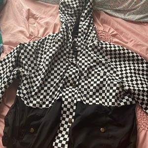 Checker jacket, it’s black and white
